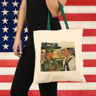Vintage Patriotic Heroes, Military Men in Uniform Tote Bag
