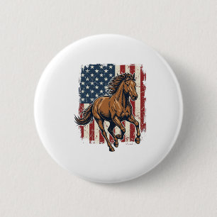 Vintage Patriotic Horse Flag Vector Shirt Design_1 6 Cm Round Badge