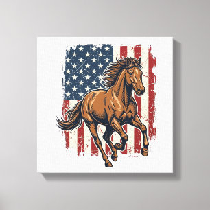 Vintage Patriotic Horse Flag Vector Shirt Design_1 Canvas Print
