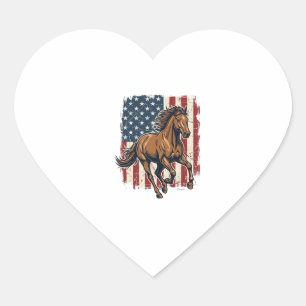 Vintage Patriotic Horse Flag Vector Shirt Design_1 Heart Sticker