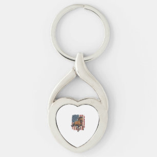 Vintage Patriotic Horse Flag Vector Shirt Design_1 Key Ring