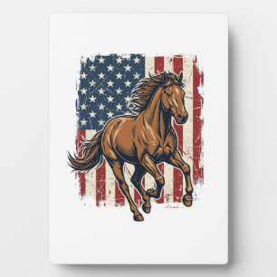 Vintage Patriotic Horse Flag Vector Shirt Design_1 Plaque