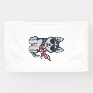 Vintage Patriotic Husky Puppy Vector Design_1 Banner
