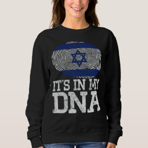 Vintage Patriotic It's In My Dna Israel Flag Finge Sweatshirt