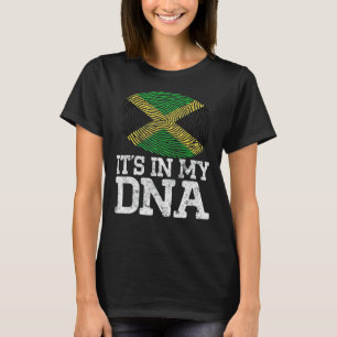 Vintage Patriotic It's In My Dna Jamaica Flag Fing T-Shirt