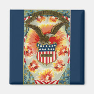 Vintage Patriotic July 4th Eagle and American Flag Magnet