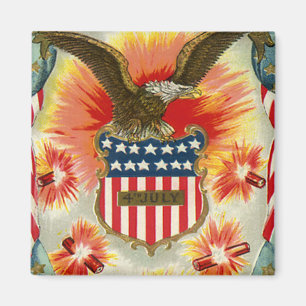 Vintage Patriotic July 4th Eagle and American Flag Magnet
