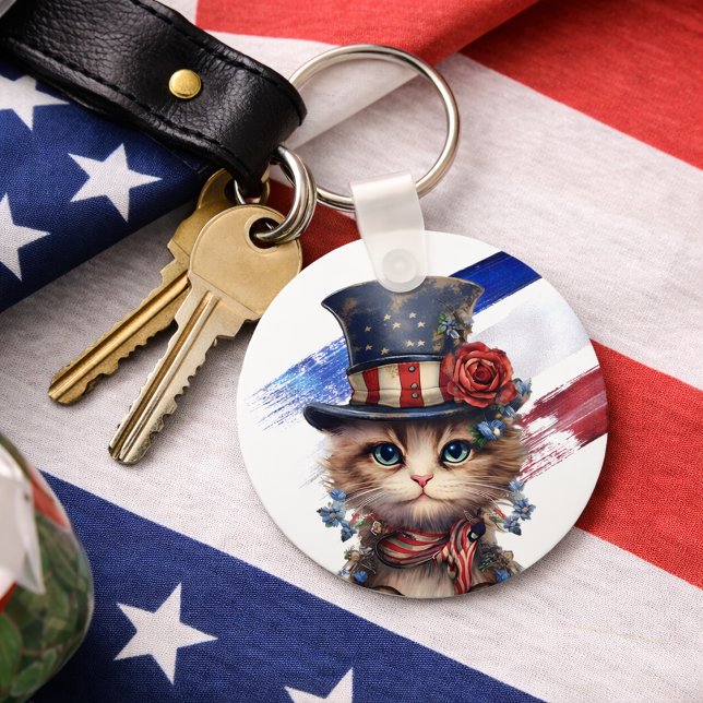 Vintage Patriotic Kitten Key Ring (Creator Uploaded)