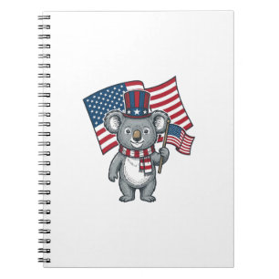 Vintage Patriotic Koala Flag Shirt Design_1 Notebook