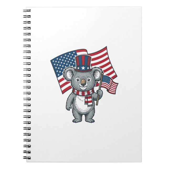 Vintage Patriotic Koala Flag Shirt Design_1 Notebook (Front)