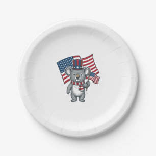 Vintage Patriotic Koala Flag Shirt Design_1 Paper Plate