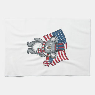 Vintage Patriotic Koala Flag Shirt Design_1 Tea Towel