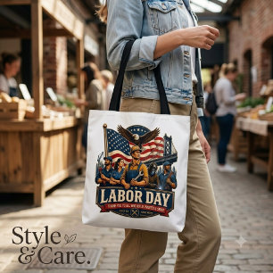 Vintage Patriotic Labour Day Eagle Workers Design Tote Bag