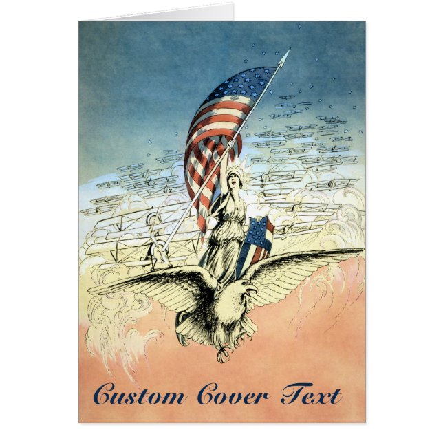Vintage Patriotic, Lady, Eagle with American Flag (Front)