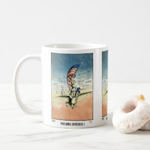 Vintage Patriotic, Lady, Eagle with American Flag Coffee Mug