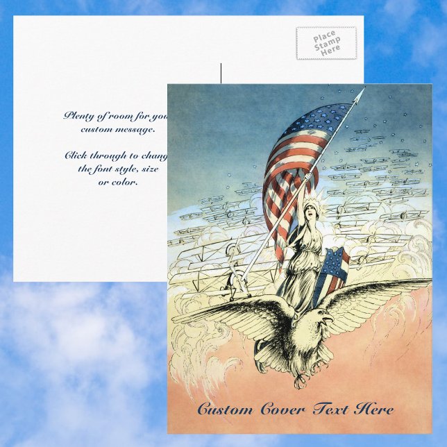 Vintage Patriotic, Lady, Eagle with American Flag Postcard (Creator Uploaded)