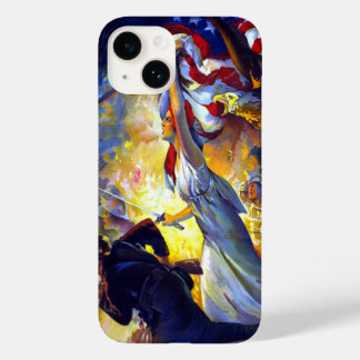 Vintage Patriotic Lady Liberty American Flag Eagle Case-Mate iPhone 14 Case