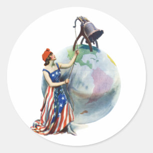 Vintage Patriotic Lady Liberty Magazine Cover Art Classic Round Sticker