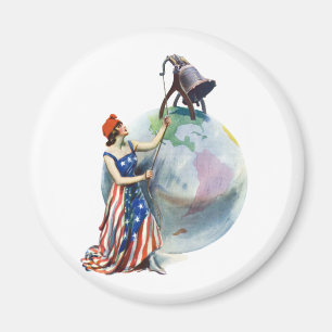Vintage Patriotic Lady Liberty Magazine Cover Art Magnet