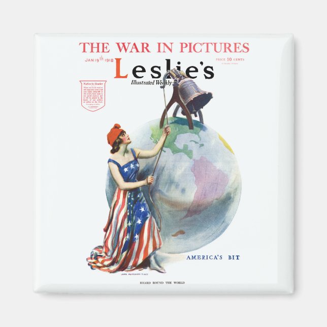 Vintage Patriotic Lady Liberty Magazine Cover Art Magnet (Front)
