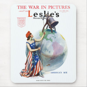 Vintage Patriotic Lady Liberty Magazine Cover Art Mouse Mat