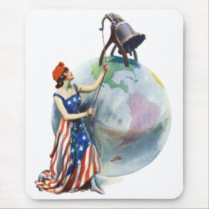 Vintage Patriotic Lady Liberty Magazine Cover Art Mouse Mat