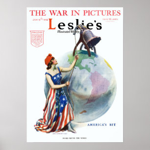 Vintage Patriotic Lady Liberty Magazine Cover Art Poster