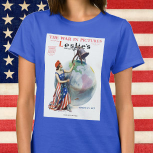 Vintage Patriotic Lady Liberty Magazine Cover Art T-Shirt
