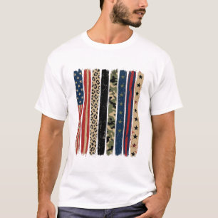 Vintage Patriotic Leopard Camo Stripe Shirt Design