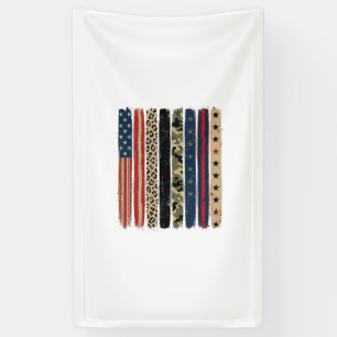 Vintage Patriotic Leopard Camo Stripe Shirt Design Banner