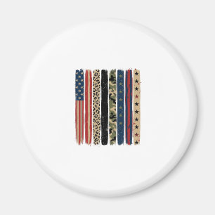 Vintage Patriotic Leopard Camo Stripe Shirt Design Magnet
