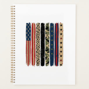 Vintage Patriotic Leopard Camo Stripe Shirt Design Planner