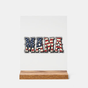 Vintage Patriotic Mama Lettering Shirt Design_1 Acrylic Sign