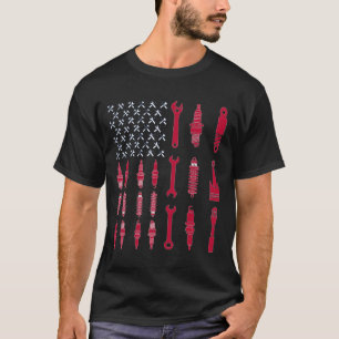 Vintage Patriotic Mechanic American Flag T-Shirt