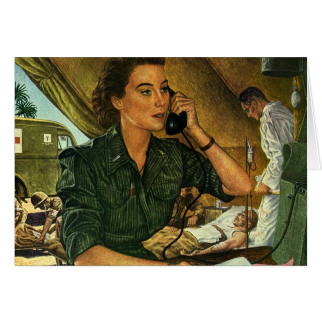 Vintage Patriotic, Medical Nurse on Phone (Front Horizontal)