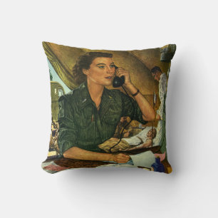Vintage Patriotic, Medical Nurse on Phone Cushion
