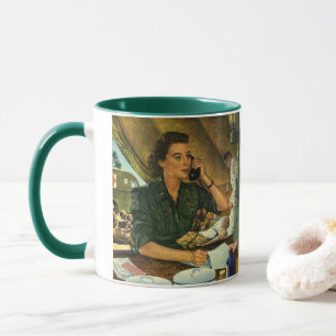 Vintage Patriotic, Medical Nurse on Phone Mug