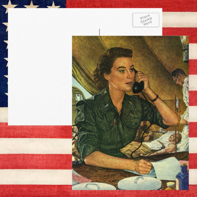 Vintage Patriotic, Medical Nurse on Phone Postcard (Creator Uploaded)