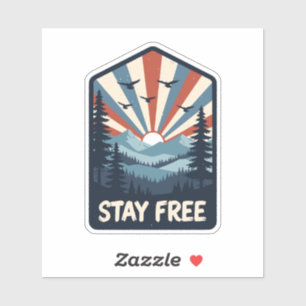Vintage Patriotic Mountain Sunset Stay Free USA