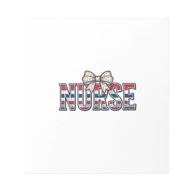 Vintage Patriotic Nurse Bow Shirt Design_1 Notepad (Front)