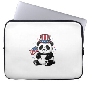 Vintage Patriotic Panda Flag Shirt Design_1 Laptop Sleeve