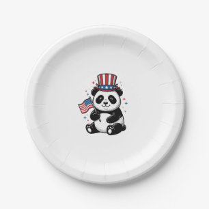 Vintage Patriotic Panda Flag Shirt Design_1 Paper Plate