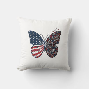 Vintage Patriotic Peace Butterfly Vector Art_1 Cushion