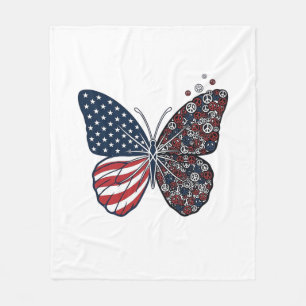 Vintage Patriotic Peace Butterfly Vector Art_1 Fleece Blanket