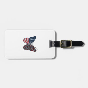 Vintage Patriotic Peace Butterfly Vector Art_1 Luggage Tag