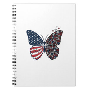 Vintage Patriotic Peace Butterfly Vector Art_1 Notebook