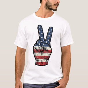 Vintage Patriotic Peace Hand Vector Shirt Design_1