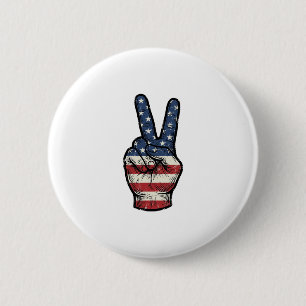 Vintage Patriotic Peace Hand Vector Shirt Design_1 6 Cm Round Badge