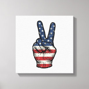 Vintage Patriotic Peace Hand Vector Shirt Design_1 Canvas Print