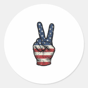 Vintage Patriotic Peace Hand Vector Shirt Design_1 Classic Round Sticker